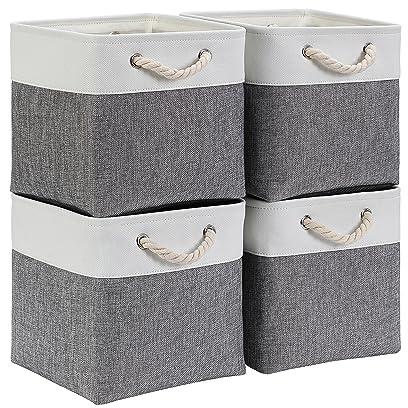 Mangata 30x30x30cm Cube Storage Boxes 4Pcs Gray White Foldable Baskets