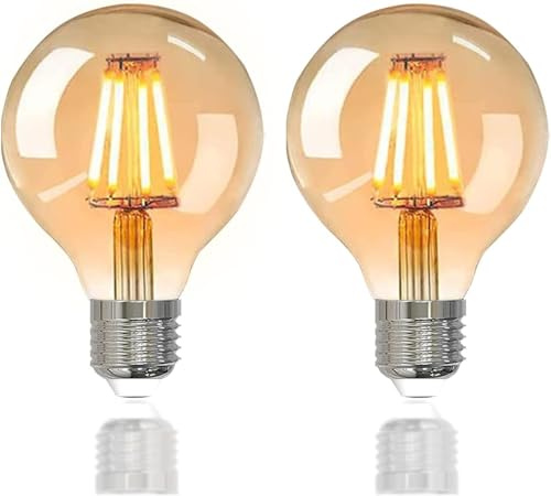 YOUDIAN E27 Screw Bulb,LED Edison Light Bulb(Pack of 2 | Vintage Light Bulb Retro Amber,Energy Saving,400 Lumen,220-240V,Non-Dimmable