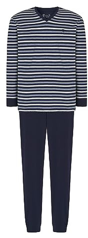 El Búho Nocturno Pijama Hombre Largo Otoño - Punto 100% Algodón o Mezcla - Conjunto Pantalón Manga Larga Rayas Ropa Dormir Verano Entretiempo Tallas Grandes, 97% Alg., 3% Pol., Gris 5307, XL