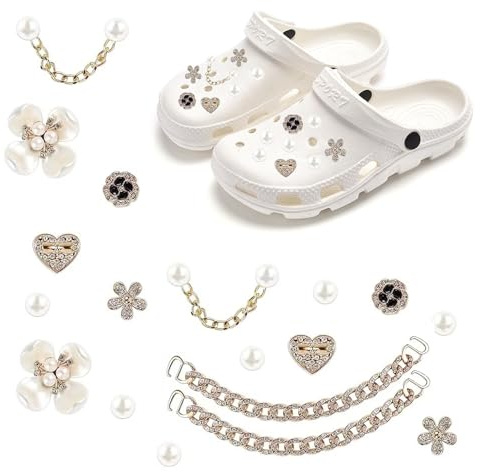 18pcs Shoe Charms,Crystal Bling Shoe Charms Rhinestone Crocs Shoe Accessories,Bling Crystal Rhinestone Clog Sandals Decorations Charms for Clog,DIY Clog Sandals Croc Accessories,Women Girls Kids Gifts