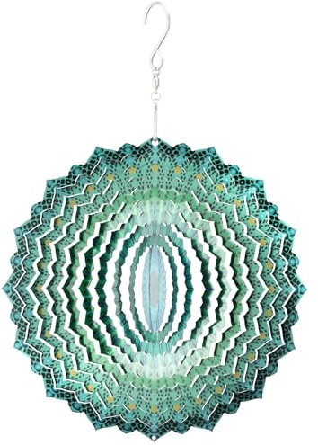 Navaris Carillon a Vent Exterieur Zen - Eolienne Moulin à Vent Cinétique Pivotant avec Crochet de Suspension - Decoration Jardin en Acier Inoxydable - Éolienne pour Extérieur