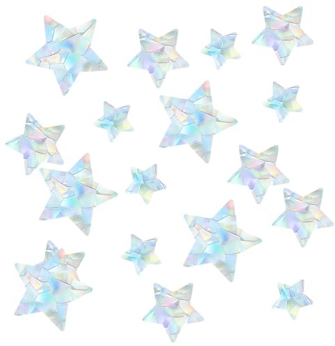 Molain 84PCS Star Window Clings, Anti-Collision Window Decals to Save Birds from Window Collisions, Non-Adhesive Prismatic Vinyl Window Clings, Star Style Rainbow Stickers