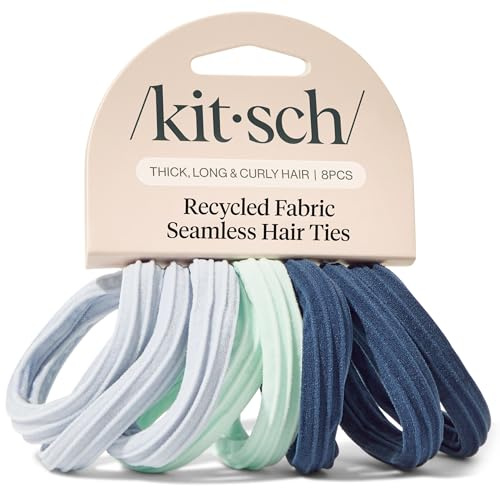 Kitsch Seamless Garden Bouquet Hair Ties No Damage 8pcs - Hair Bands for Women - Strong Stretchy Hairbands & Hair Bobbles - Soft Nylon Hair Elastics, Snag-Free Rubber Bands for Updos & Braids