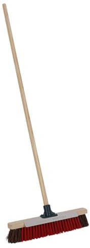 CHARLES BENTLEY Broom, Utility Indoor and Outdoor Broom, Metal Scraper, Wooden Handle, 4ft Handle, 16 Inch, Practical, Outdoor Brush, Patio, Driveway, Garden (134x40x6cm)