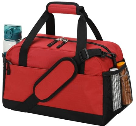 LONALIA Kleine Sporttasche mit Nassfach - 35×20×20cm Handgepäck, Mini Duffle Bag mit Mehreren Fächern für Sport, Weekender, Kurzreisen - Rot