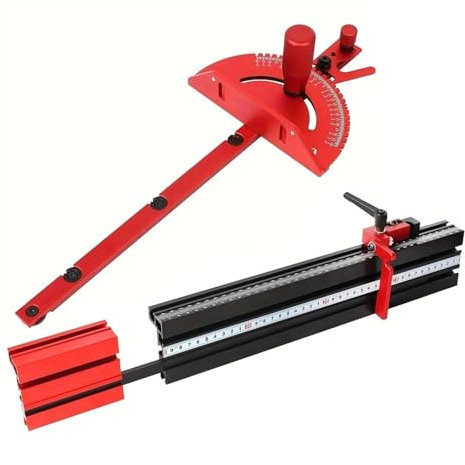 le Travail du Bois 1 jeu de jauges à onglet de précision for scie circulaire à table télescopique de 50 à 87 cm, guide d'onglet en aluminium, coupe répétitive, outils de travail du bois à bascule wSto