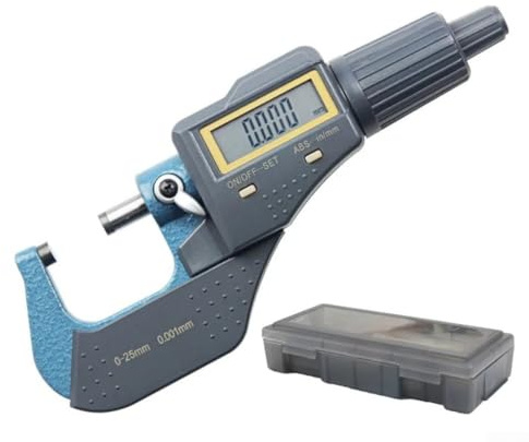 Micrómetro exterior digital, herramientas electrónicas de medición de micrómetro, pantalla digital de alta precisión de 0.003 mm, calibre métrico/calibre métrico, color gris