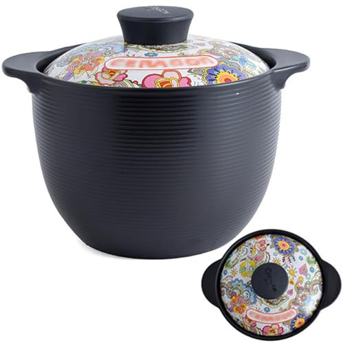 Pentola in Ceramica con Coperchio, casseruola a L, pentola in Terracotta con Coperchio, casseruola, pentola per brasare, pentola per zuppa, pentola per Cucinare bibimbap
