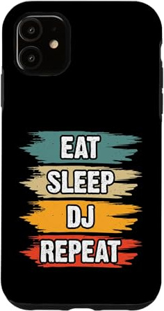 Custodia per iPhone 11 Eat Sleep DJ Ripeti Pennellata Musica retrò
