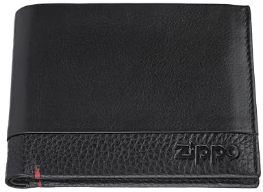Zippo Geldbörse - Leder - Schwarz - Portemonnaie für Damen und Herren - Portmonee mit RFID-Schutz - Münzfach - Ideal für Karten und Scheine