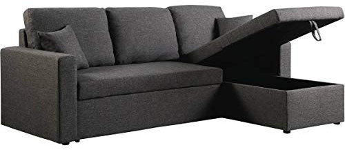 Habitat et Jardin Canapé d'angle Convertible Alain, 221cm x 145cm x 85cm, 3 Places, Gris