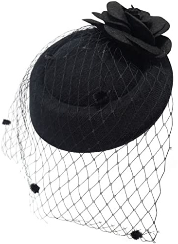 Ro Rox Fascinator Hat | Vintage Hats for Women | Fascinators with Ruby Rose & Net | Fascinators for Weddings | Vintage, Tea Party & Church Hat | Headband & Clip Accessories