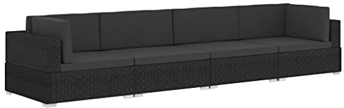 vidaXL Garten Sofagarnitur 4-TLG. mit Auflagen 4er Sofa Couch Lounge Gartensofa Gartenmöbel Rattansofa Sitzgruppe Poly Rattan Schwarz