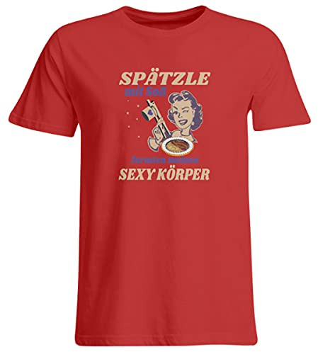 Spätzle avec sauce – Proverbes souabes – Cadeaux de souabe – T-shirt grande taille, rouge, XXXL