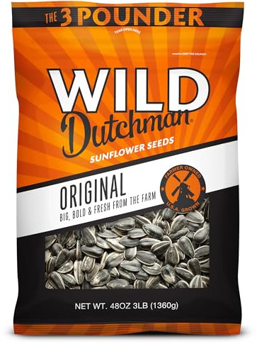 Wild Dutchman Roasted Sunflower Seeds in a Resealable Bag for Ultimate Freshness and an Easy Pour Snack, Salted Original Flavor, 3 LB (Pack of 1)