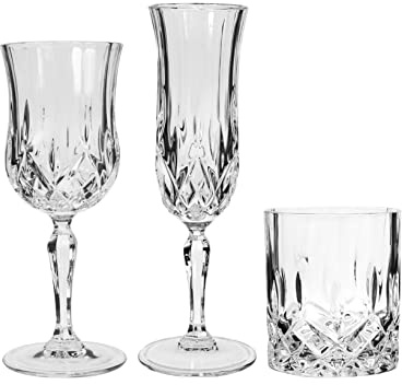 RCR Cristalleria Italiana Opera Servizio 18 Pezzi in Cristallo, 6 Calici Vino 23 cl, 6 Flute 13 cl, 6 Bicchieri Acqua 30 cl, Made in Italy