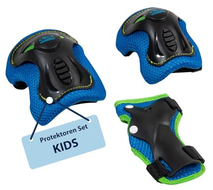 HUDORA Kinder Protektoren Set – 6-teilige Schutzausrüstung für Mädchen und Jungen – Knieschoner, Ellbogenschützer und Handgelenkschoner ideal für Inliner, Rollschuhe, Skateboard & Roller - blau Gr. S