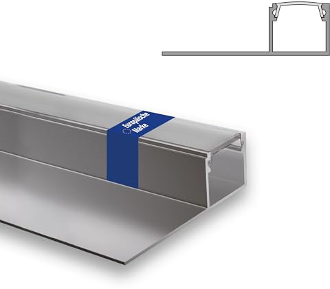 INNOVATE LED Trockenbauprofil 2m milchig Abschluss [LED Streifen 2m bis 12mm] Deckenleisten Trockenbau indirekte Beleuchtung Wohnzimmer I Alu Profil Trockenbau Fußleisten Bad Kinderzimmer Küche