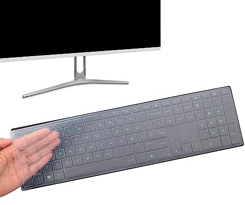 UUONDO Keyboard Cover for HP Pavilion 27-inch & 24-inch All-in-One Desktops & Wireless Keyboard - Clear, Silicone, Water Resistant, Dust Proof