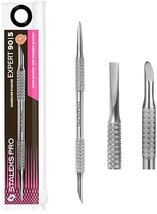 STALEKS PRO by Natury Nails Spingitore per cuticole inclinato e dritto. Manicure e pedicure. Acciaio inossidabile. Expert 90/5