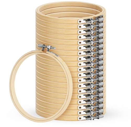 PLAPOT 20 Stück Bambus Stickrahmen, 5 inch/12.7 cm, Kreuzstich Rahmen Rund, Stickrahmen Holz Set, Kreis Kreuzstich Stickrahmen, Embroidery Hoop für DIY, Kreuzstich, Stickerei, Kunst, Handwerk, Nähen