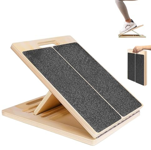 Inscrip Wadendehner aus Holz, Holzschnitzel Brett, Schrägbrett, 5 Getriebe Einstellbare Wadenstrecker, Faltbare Trainingsausrüstung für Bewegung, Physiotherapie, Nicht Rutschbare Training Kit