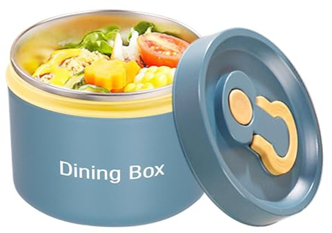 Tarro de comida aislado, recipiente de comida aislado | Envase térmico para sopa caliente con cuchara | Caja de almuerzo de gran capacidad, contenedor de aperitivos impermeable con mango de picnic