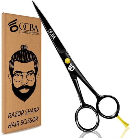 OCBA Friseurschere, Friseursalonschere Edelstahl Haarschere Professionelle Friseurschere, 6 Zoll Schere für Erwachsene (Japanisch Schwarze)