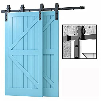 Schiebetür-Set mit Beschlägen für Doppeltüren bis zu 100 cm Breite, 200 cm