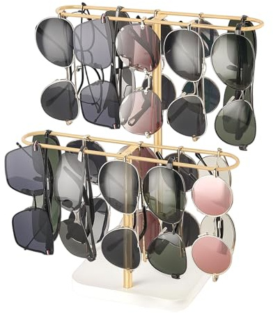 QINGZY Soporte para Gafas de Sol, Organizador de gafas de sol de 2 Capas, Expositor de Mesa para 20 Gafas, Estante para Gafas para Casa, Tocadores, Tienda, Mostrador