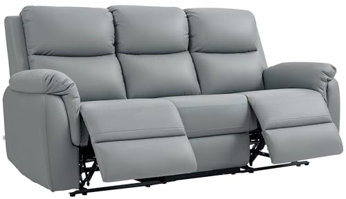 HOMCOM Fernsehsessel Relaxsessel mit Liegefunktion, 3 Sitzer Sofa TV-Sessel mit Taschenfeder, Kinosessel mit Doppel-Liegesessel, Fußablage, schnelle Montage für Wohnzimmer, Dunkelgrau