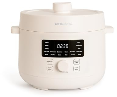 CREATE/PRESSURE COOKER STUDIO/Pentola a pressione elettrica multifunzione programmabile 4L bianco sporco / 15 funzioni, timer 24h, rivestimento ceramico antiaderente, valvola di sicurezza, 1200W