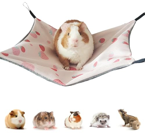 Wekuw Hamaca Colgante de Animales Pequeños Hamaca de Hámster Hamacas Pequeña para Mascotas Alfombra de refrigeración para Mascotas, para Hurón, Rata y Otros Animales Pequeños (Rosa)