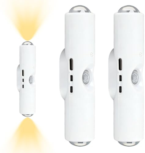 2 Stück Nachtlicht mit Bewegungsmelder - Aufladbar Magnetischen Led Nachtlicht, 7 Farben Farbverlauf Kabellose Wandleuchten, RGB-Farbverlauf Dimmba, 3 Modi (Auto/ON/OFF) für Schlafzimmer Flur Innen