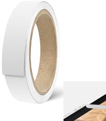 FIGCY Självhäftande kanlist, blank vit, 20mm x 10m, högblank möbelband för köksskåp, garderober, avdragbar och limningsbar
