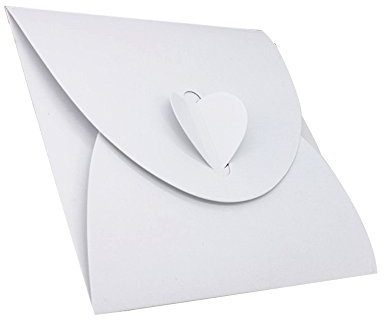 50pz Porta CD DVD Custodia Forma Cuore Regalo Cartoncino Perlato (Bianco)