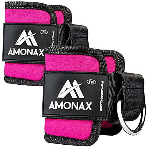 Amonax Sangle Cheville Musculation Poulie - Sangle Musculation et de Fitness sur Le Câble Machines pour Training Leste Chevilles (2 Pièces-Rose)