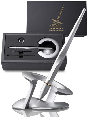 Futuristisk lyxpenna tillverkad av flyg-legering, unik estetik, fritt snurrande exklusiv penna, elegant skrivbordsdekoration, idéer för alla hjärtans dag (stjärnljus silver, 18K-guld)