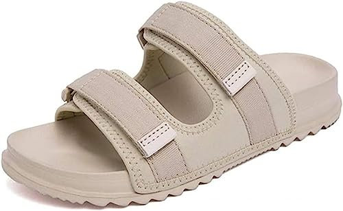 HCZION Chaussure pour diabétique, pantoufles orthopédiques de confort réglables, pantoufles larges en mousse à mémoire de forme pieds gonflés œdème sandale unisexe-Beige||45
