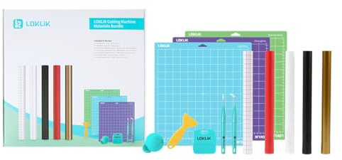 LOKLiK Starter Pack per Crafter & iCraft - 3 vinili, HTV, nastro di trasferimento, strumenti per tessuti, tappetini da taglio - Personalizza magliette, maglioni, cappelli e altri tessuti