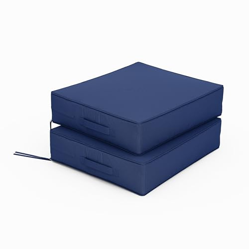 Tounosnt Set di 2 cuscini impermeabili per sedie da patio con clip e maniglia per mobili da terrazzo, 46 x 40 x 10 cm, blu