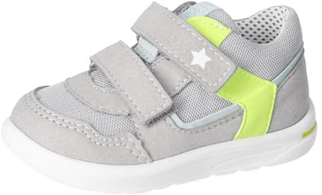 RICOSTA Jungen Low-Top Sneaker ELLI, Kinder Lauflernschuhe, Weite: MITTEL, lose Einlage, waschbar,vegan, Booties, hellgrau/Kiwi (440), 24 EU