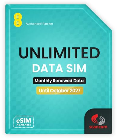 EE Unlimited Data SIM – Uncapped 5G Speeds – No Contract – Preloaded Until 8th October 2027 – Plug & Play Broadband for Routers & Phones