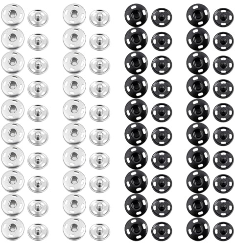 SHENLIU 40 Sets Press Studs, Metal Snap Fasteners Clothes Poppers Fastener