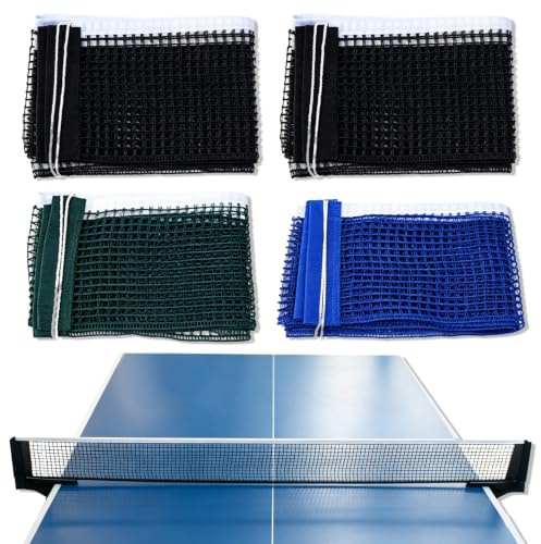 YinnFeen 4 Piezas Red de Ping Pong, Red de Tenis de Mesa Portátil 180 x 15 cm de Poliéster, Extensible Red de Reemplazo de Tenis de Mesa Tragbares Tischtennisnetz para Interior y Exterior
