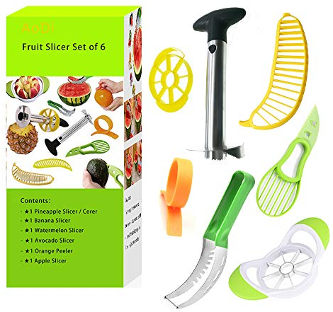 Trancheuse de Fruits Multifonctions - Watermelon Slicer - Ananas Eplucheur - Coupe Avocat 3 en 1 Éplucheur Skinner - Orange-Eplucheur Trancheur - Coupe-Pomme - Coupe Banane Trancheuse Séparateur