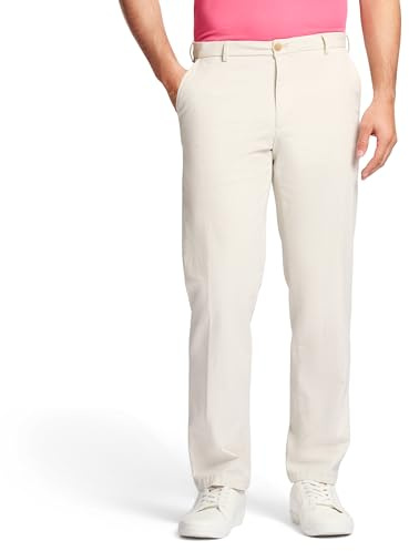 IZOD Men's Saltwater Stretch Flat-Front Chino Pants, Stone Strt, 33W x 30L