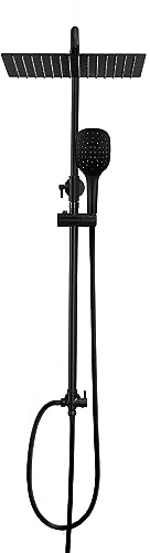Görbach Regendusche Duschsystem ohne Duscharmatur Duschset Überkopfbrauseset matt schwarz (3030MB)