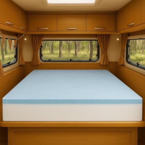 Foamma 3 x 30 x 72, Medium Firm with Gel Memory Foam (No Cover), Mattress Topper for RV Bunk, Camper, Truck & Travel Trailer, Back Support, CertiPUR-US Certified, Made in USA, Cover Not Included.