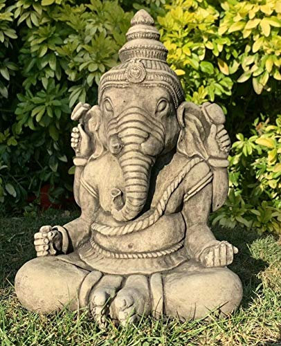 J and L Stone Ornaments Stone Large Ganesh Buddha Elephant Praying Statue Ornament